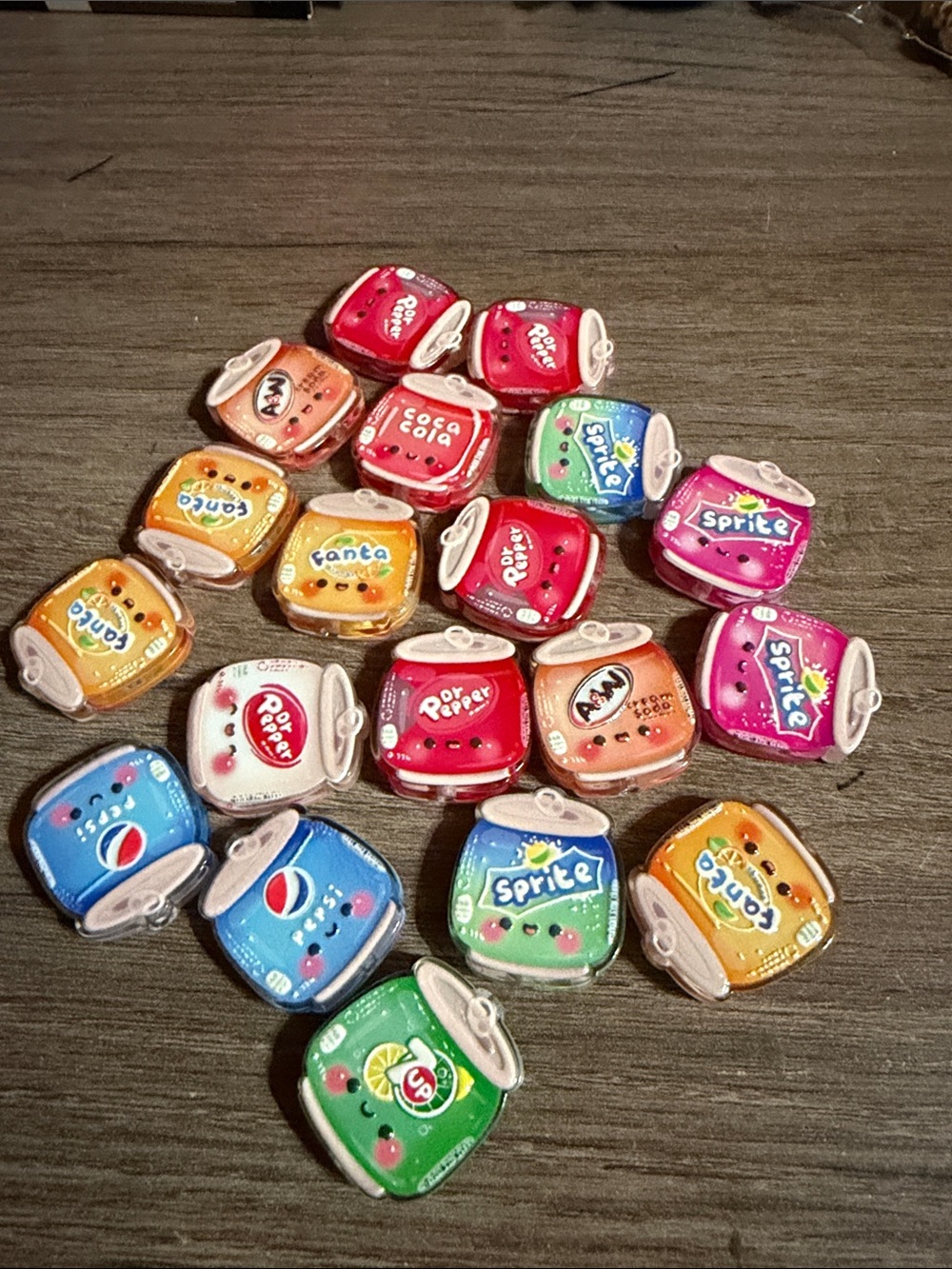 19 pieces of soda Acrylic Focals for pens!